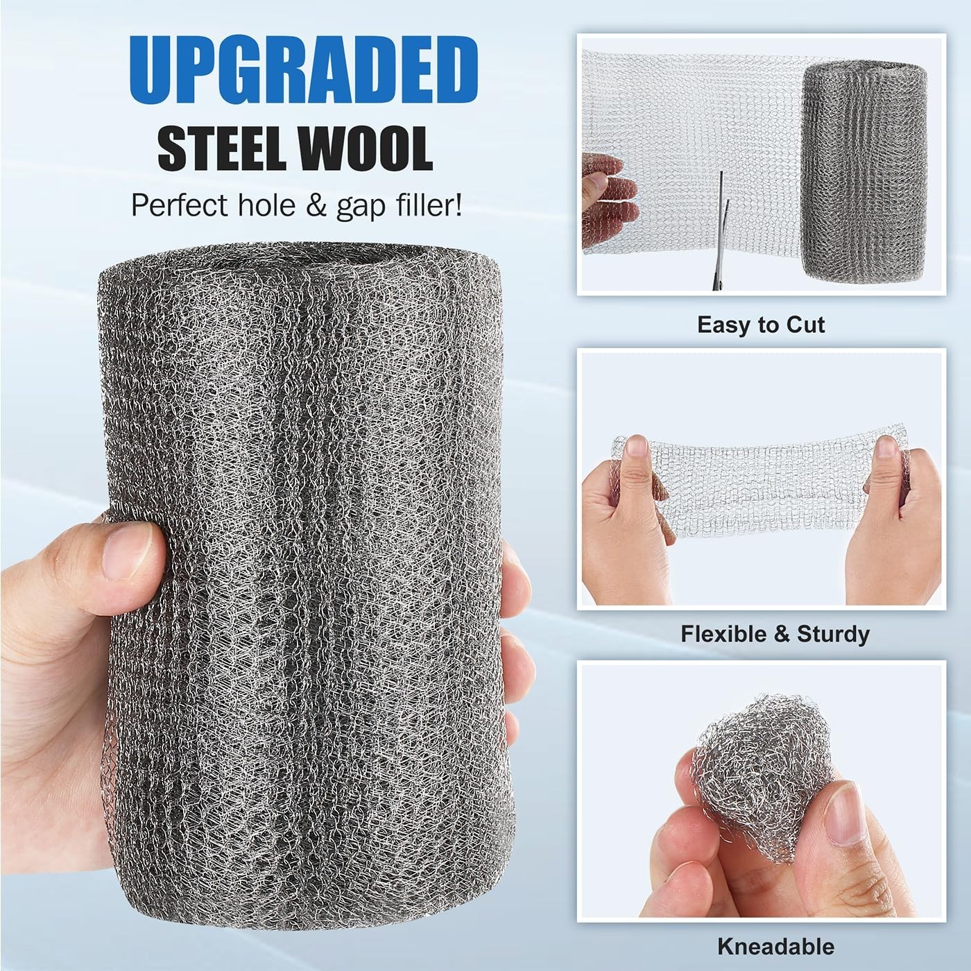 Upgraded 5” X 30 Ft Stainless Steel Wool for Easy Hole Filling and Pest Control