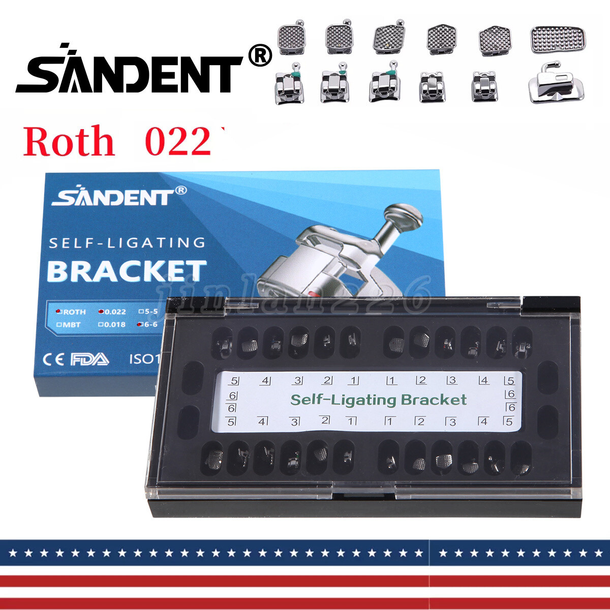 20 PCS Brackets de Ortodoncia Dental Autoligado Pasivo Roth 022 Ganchos 345 USA