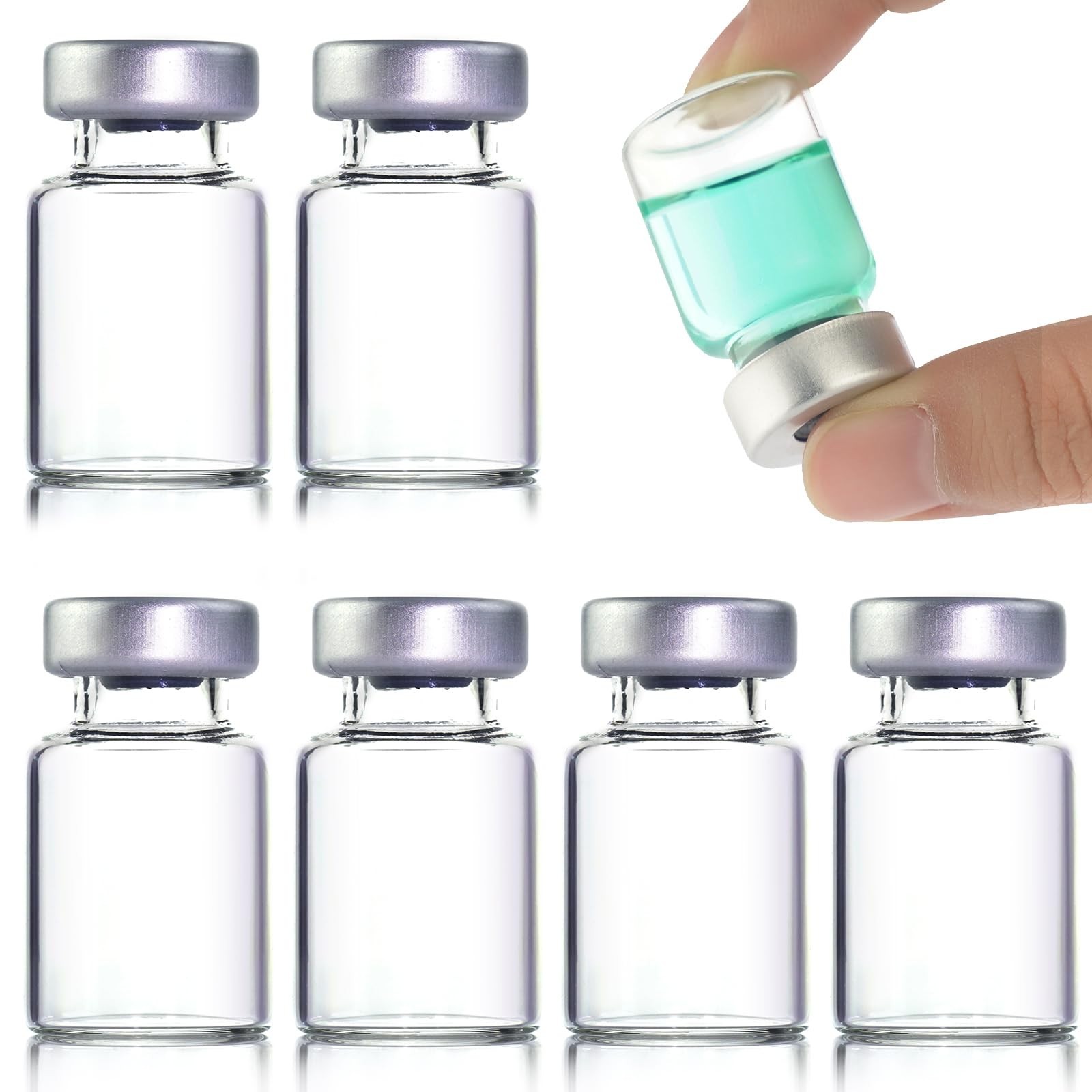 50 Pack 5ml Glass Sample Vials with Sealed Self-Healing Injection Port – Clear