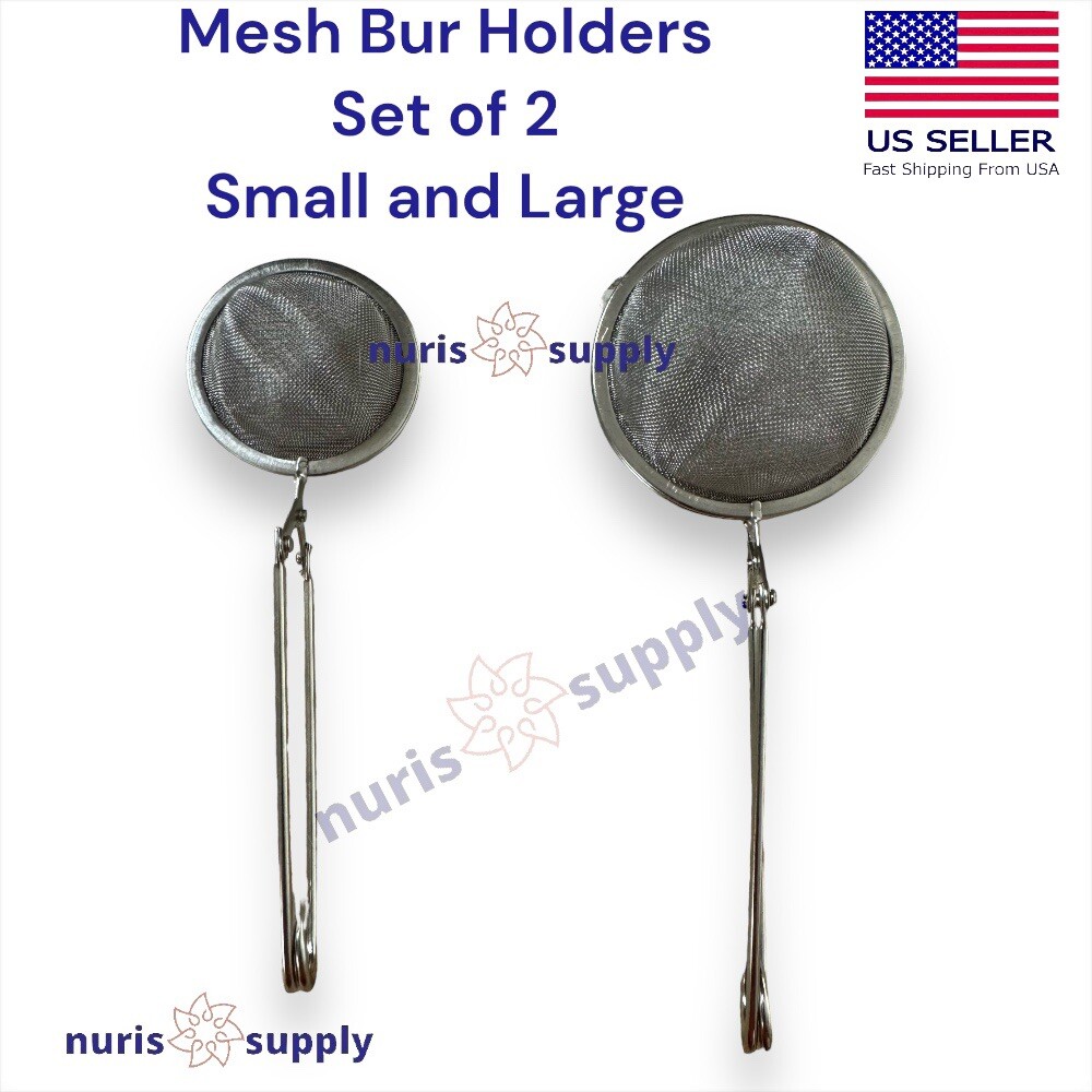 Set of 2 Mesh Bur Holder Dental Medical Tattoo Sterilization Stainless Steel