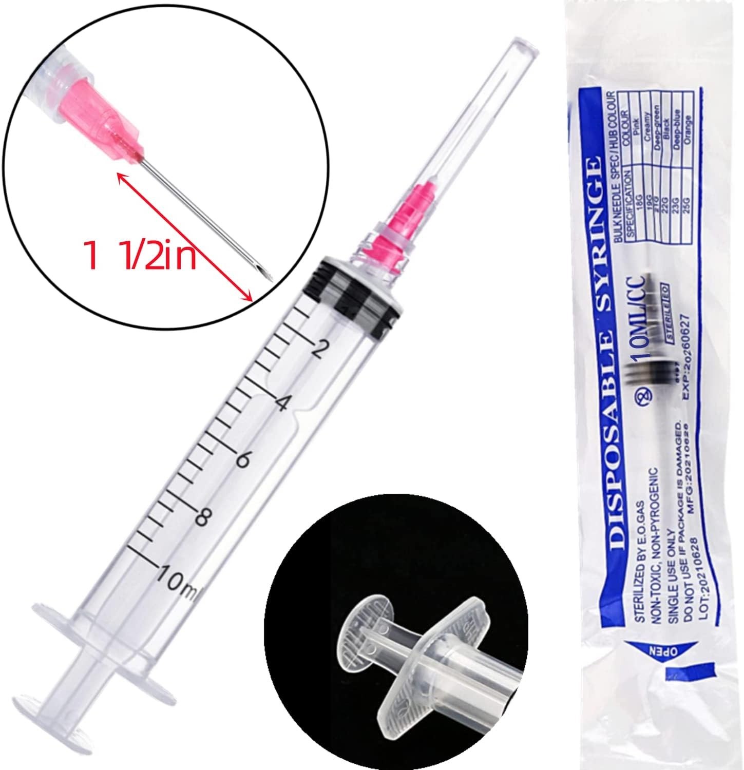 15 Jeringas de 10 ml, calibre 18,tapas de almacenamiento de aguja puntiaguda