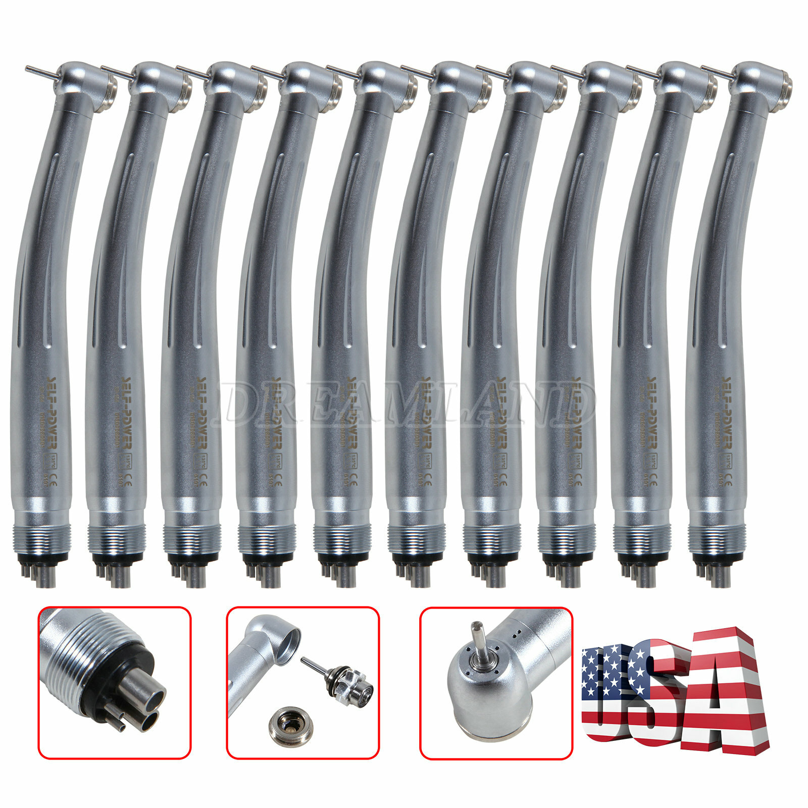 10* NSK Style Dental High Speed Handpiece Push 4HOLE Self Power US FREE SHIPPING