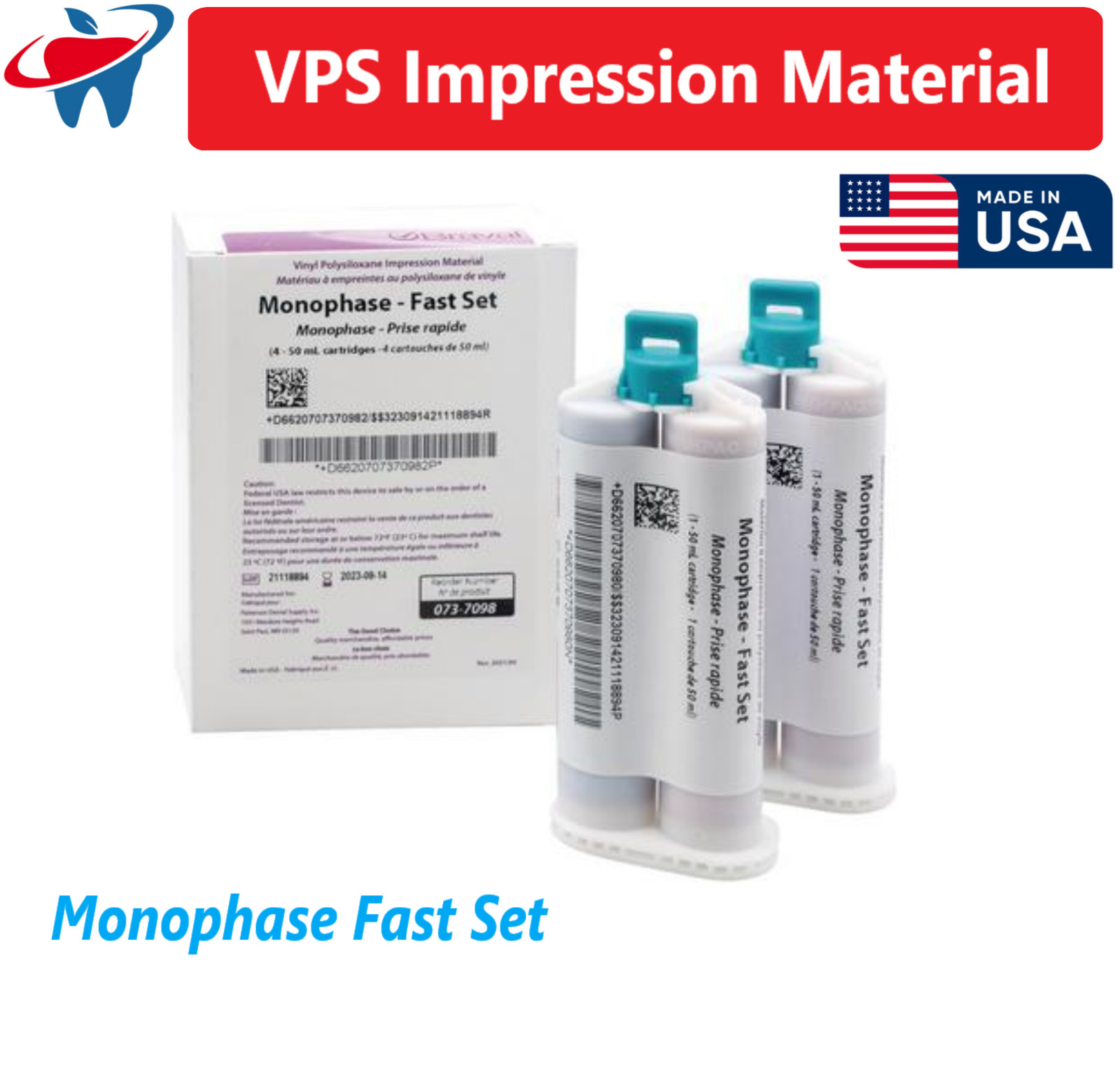 Dental Impression Material, VPS Heavy & Light Body, Monophase, Fast & Regular