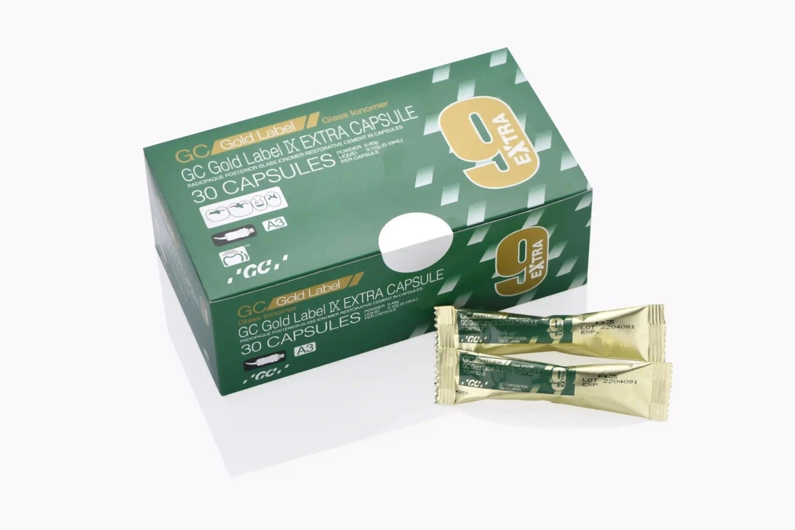 GC FUJI 9 GP EXTRA GIC Cement Posterior Dental Restorative 30 Capsule Pack