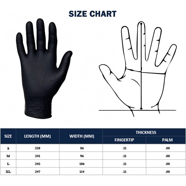 100/box /Black Nitrile Gloves 4 Mil Powder & Latex Free ExamGrade Gloves