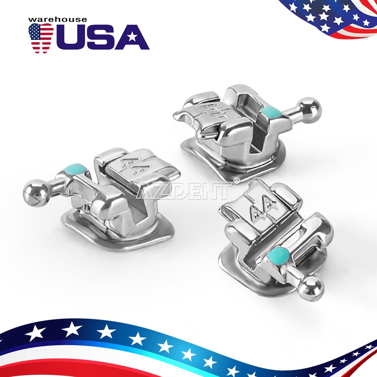 AZDENT Orthodontic Dental Self-ligating Bracket Braces Mini Roth 0.022 Hooks 345