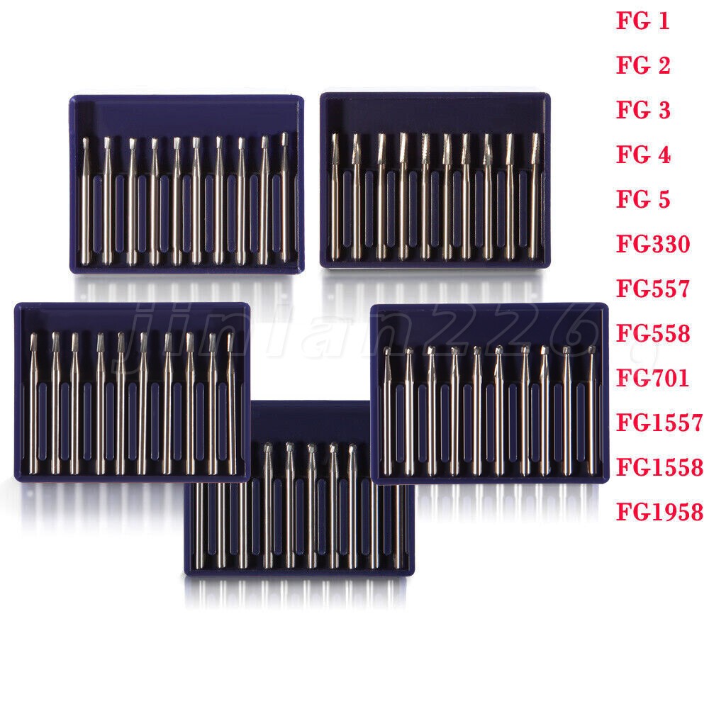 10pcs Dental Trimming Finishing Carbide Burs FG # Friction Grip Fit High Speed