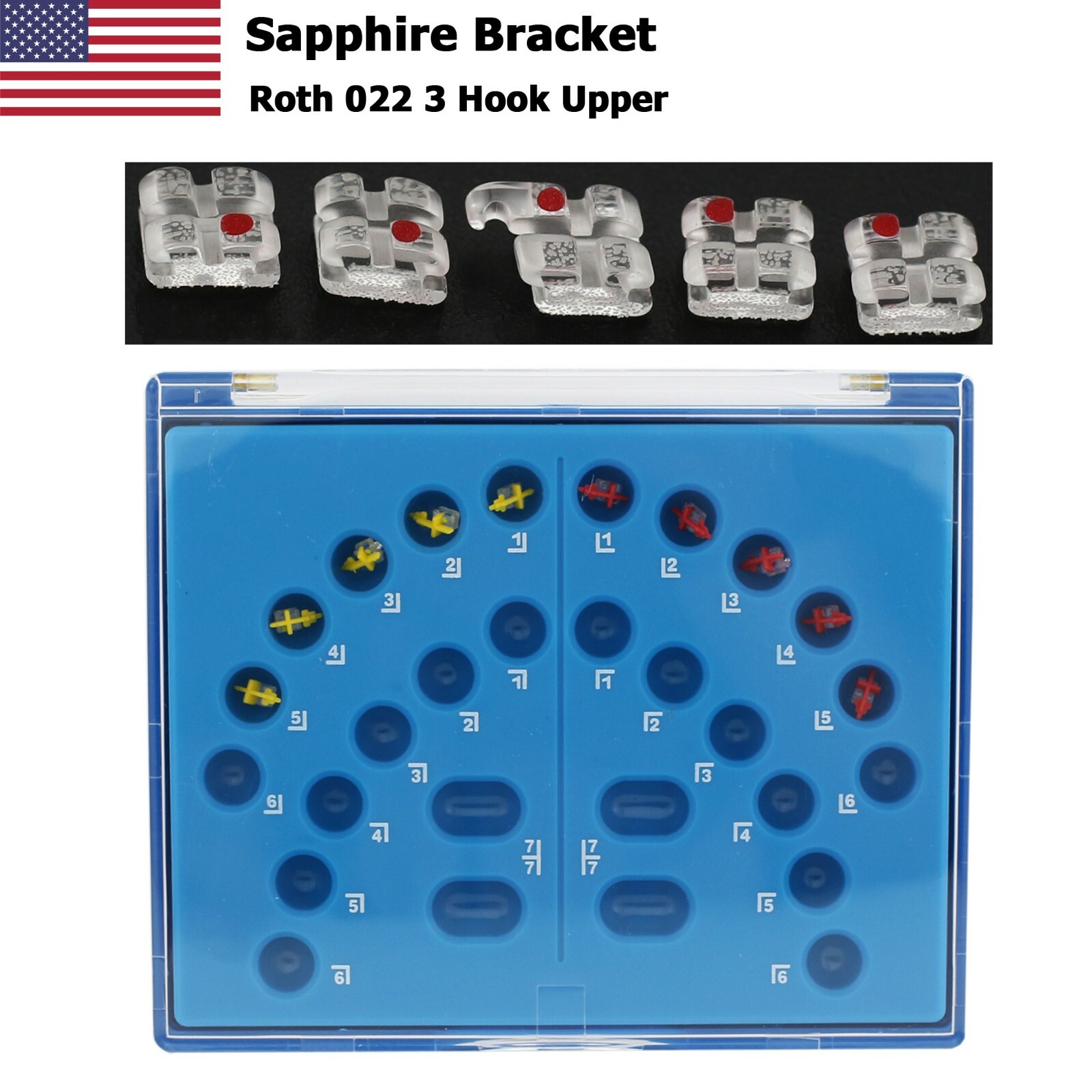 Dental Orthodontic Sapphire Bracket Monocrystalline Brace Roth MBT 022 345 Hooks