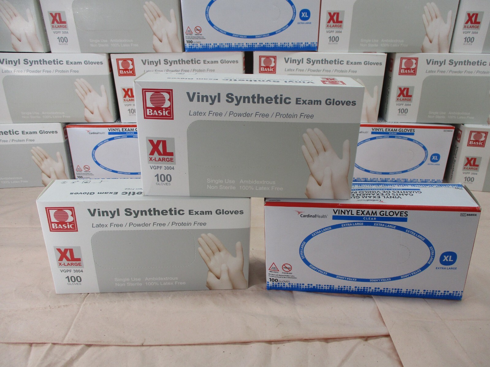 Vinyl Exam Gloves Clear Lot of 300 Cardinal Health Basic Size Extra Large XL