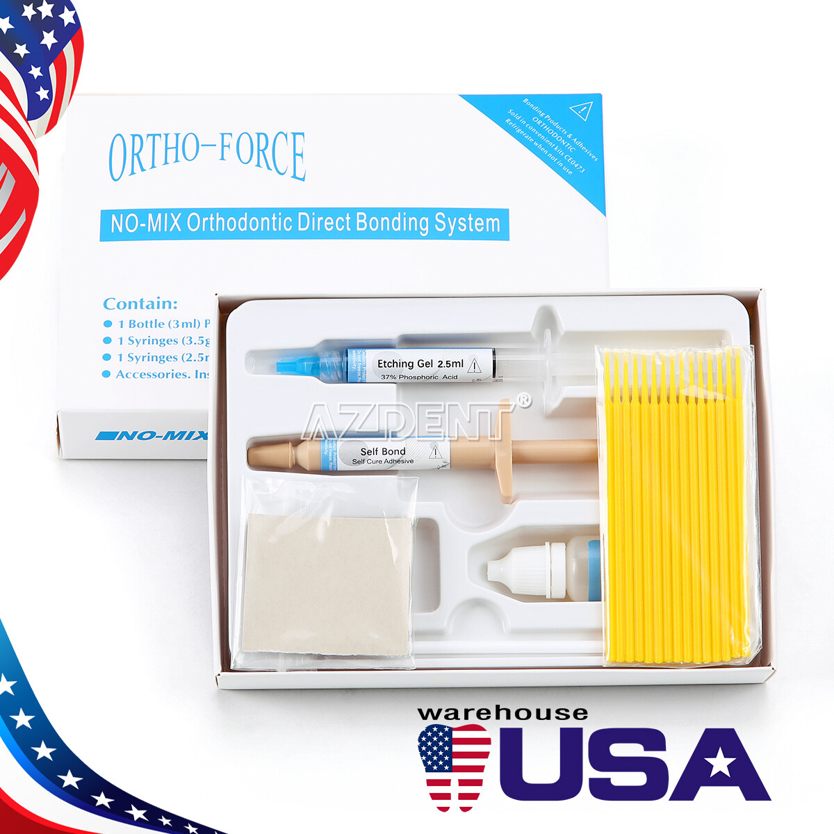 Dental Ortho Direct Bonding Mini/No-mix Resin /Light Cure Adhesive Bracket Kits