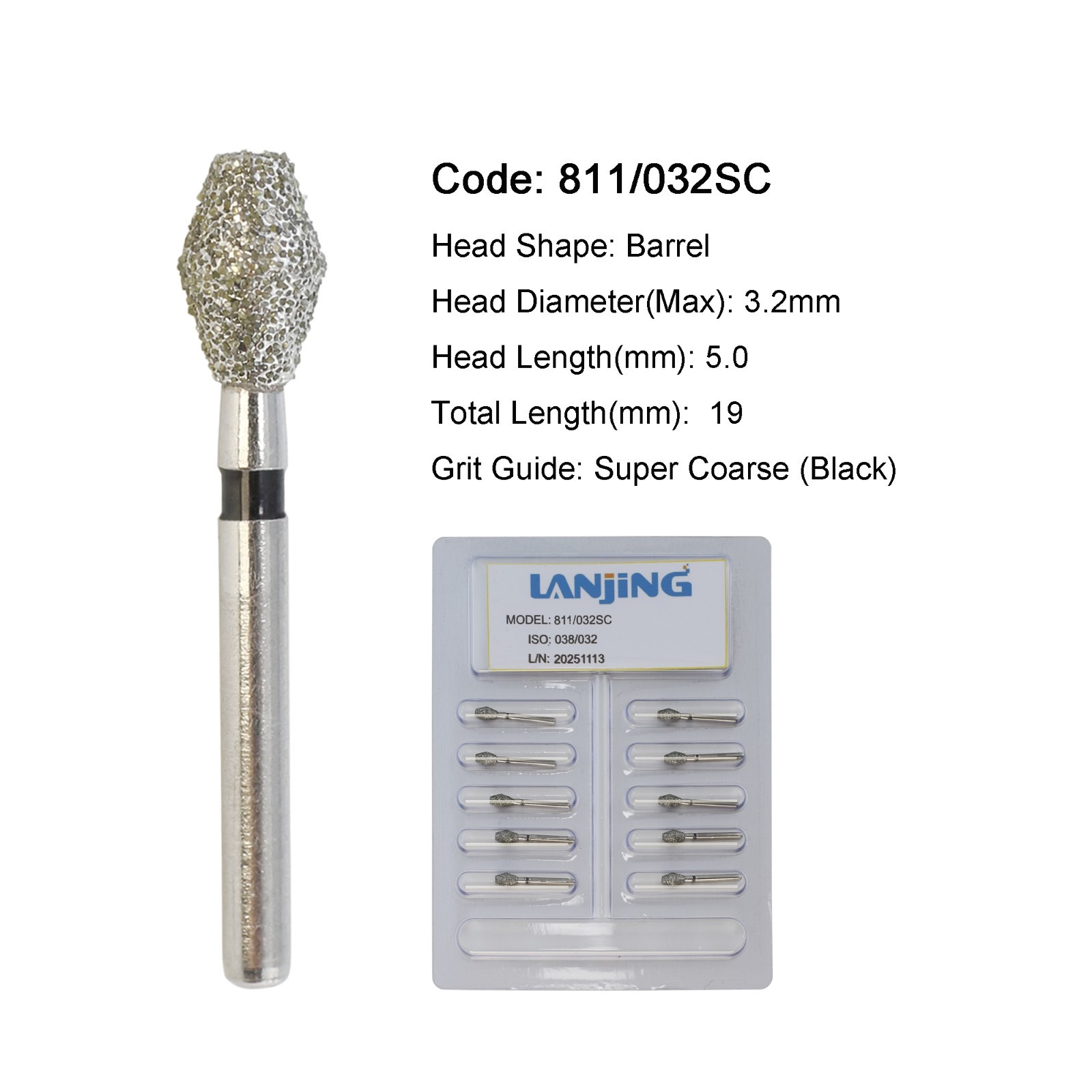 Dental Burs Diamond Round End Taper Surgical Long Ball Barrel FG for High Speed