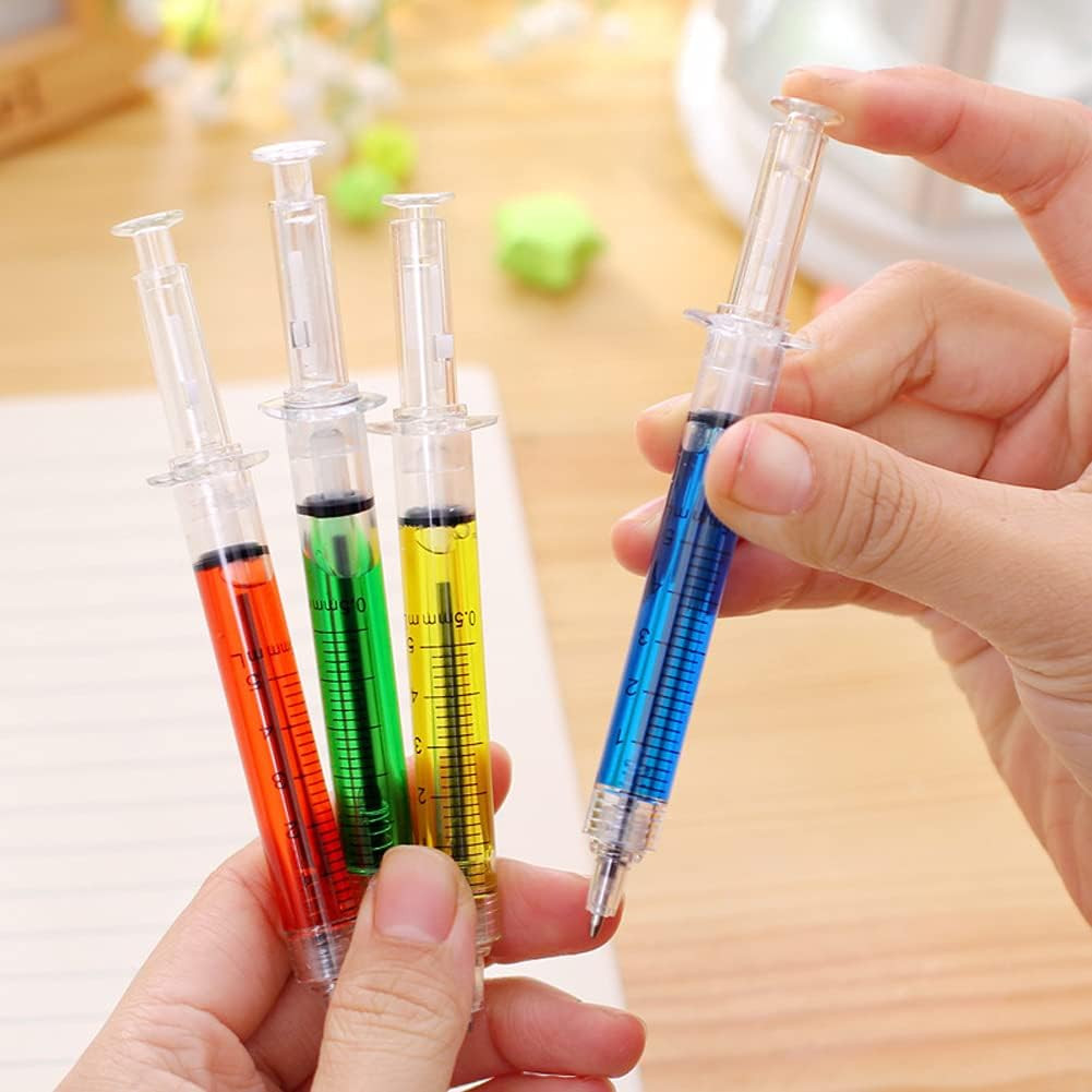6 Syringe Ballpoint Pens + 6 Syringe Highlighters, Syringe Pen Multi Color No…
