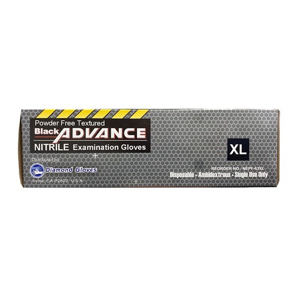 Advance Black Nitrile Exam Gloves IF63 Thick 6 Mil Black Gloves 1000 Pcs New