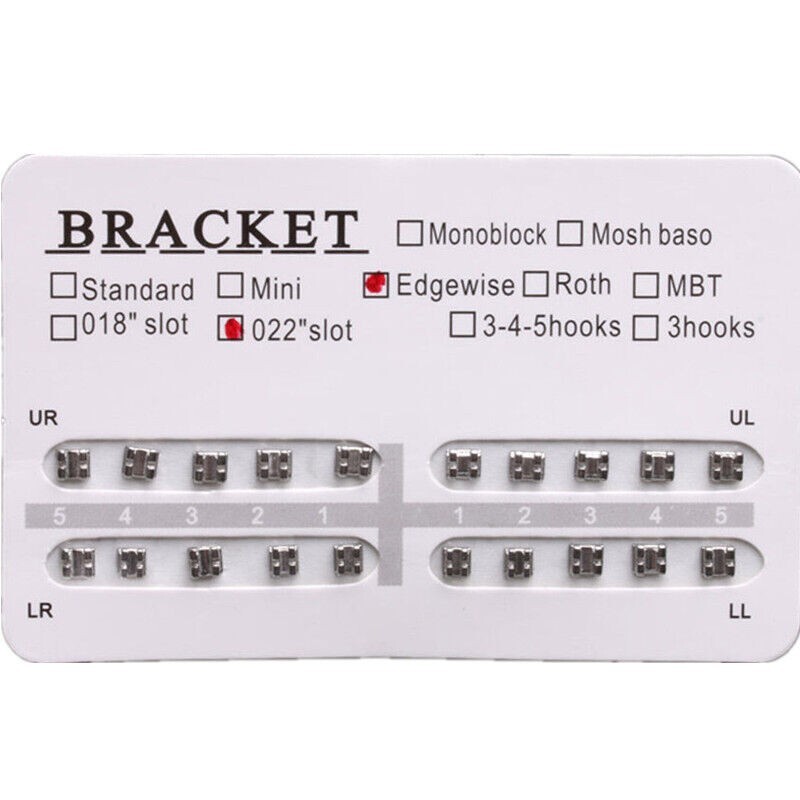 20 Pcs/Pack Dental Orthodontic 022″ Slot Edgewise Metal Brackets Braces No Hook