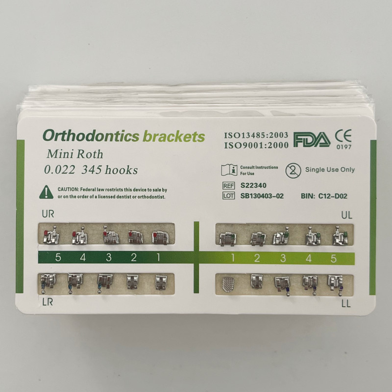 1-200Sets Dental Orthodontic Metal Brackets Mini Roth 022 345 hooks Mesh Base