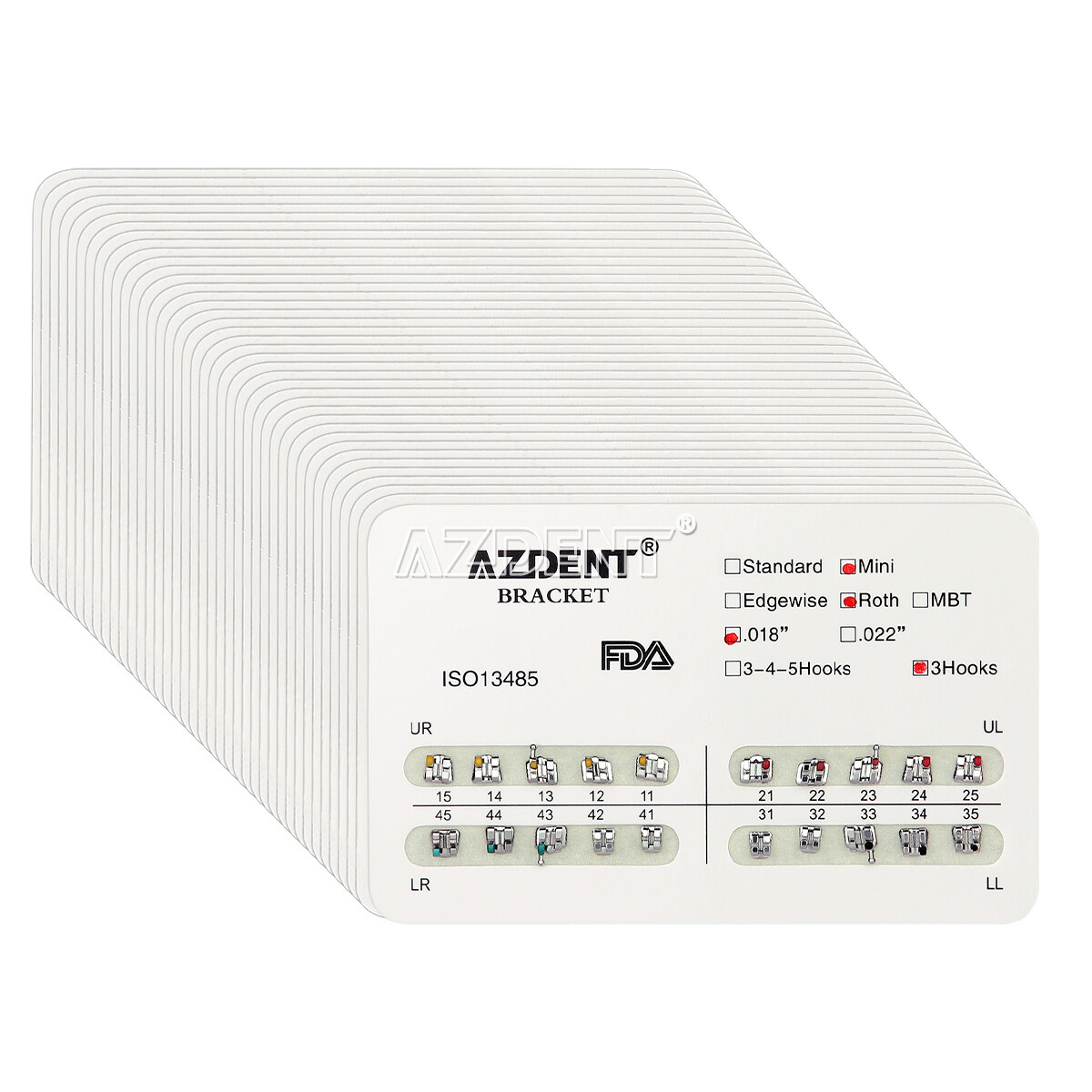 50Set AZDENT Dental Orthodontic Brackets Mini Standard Roth MBT 022 018