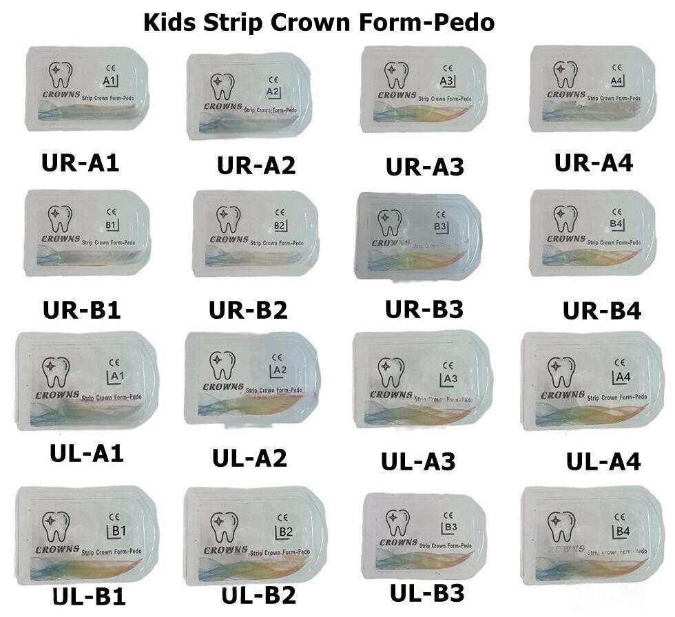 5pcs Dental Kids Strip Crown Form-Pedo Resin Pediatric Deciduous Anterior Crowns