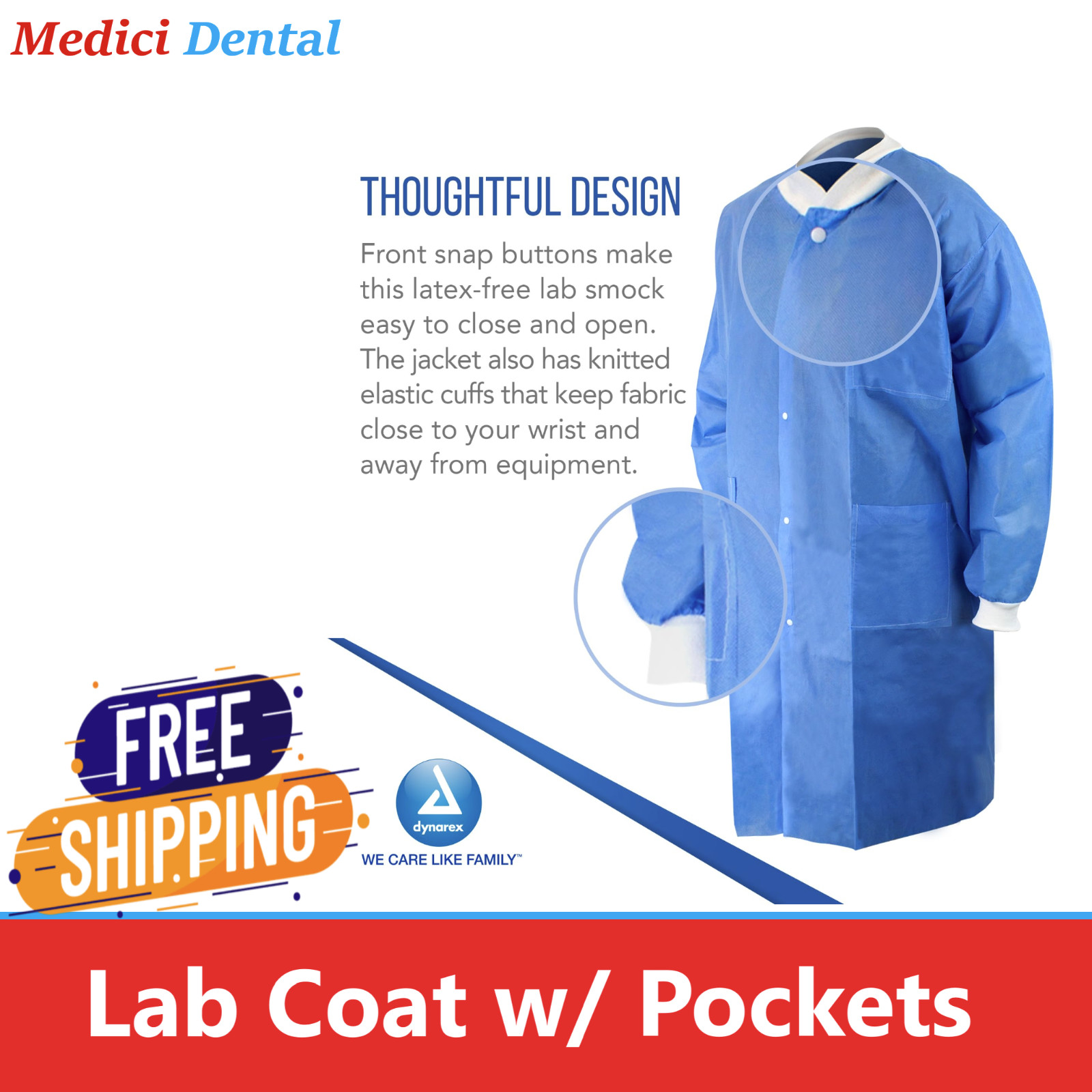 Dental Medical Hospital Premium SMS Lab-Coats PPE FDA, /Pocket, Unisex, 10/Pack