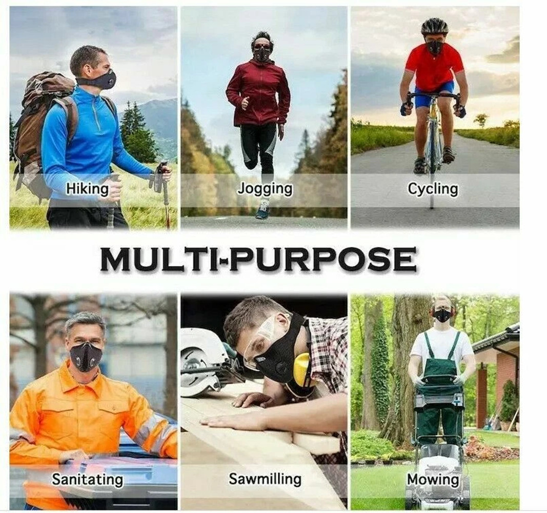 2 Pack Pollution Reusable Facepiece Half Face Shield Respirator Mask W/ Filter