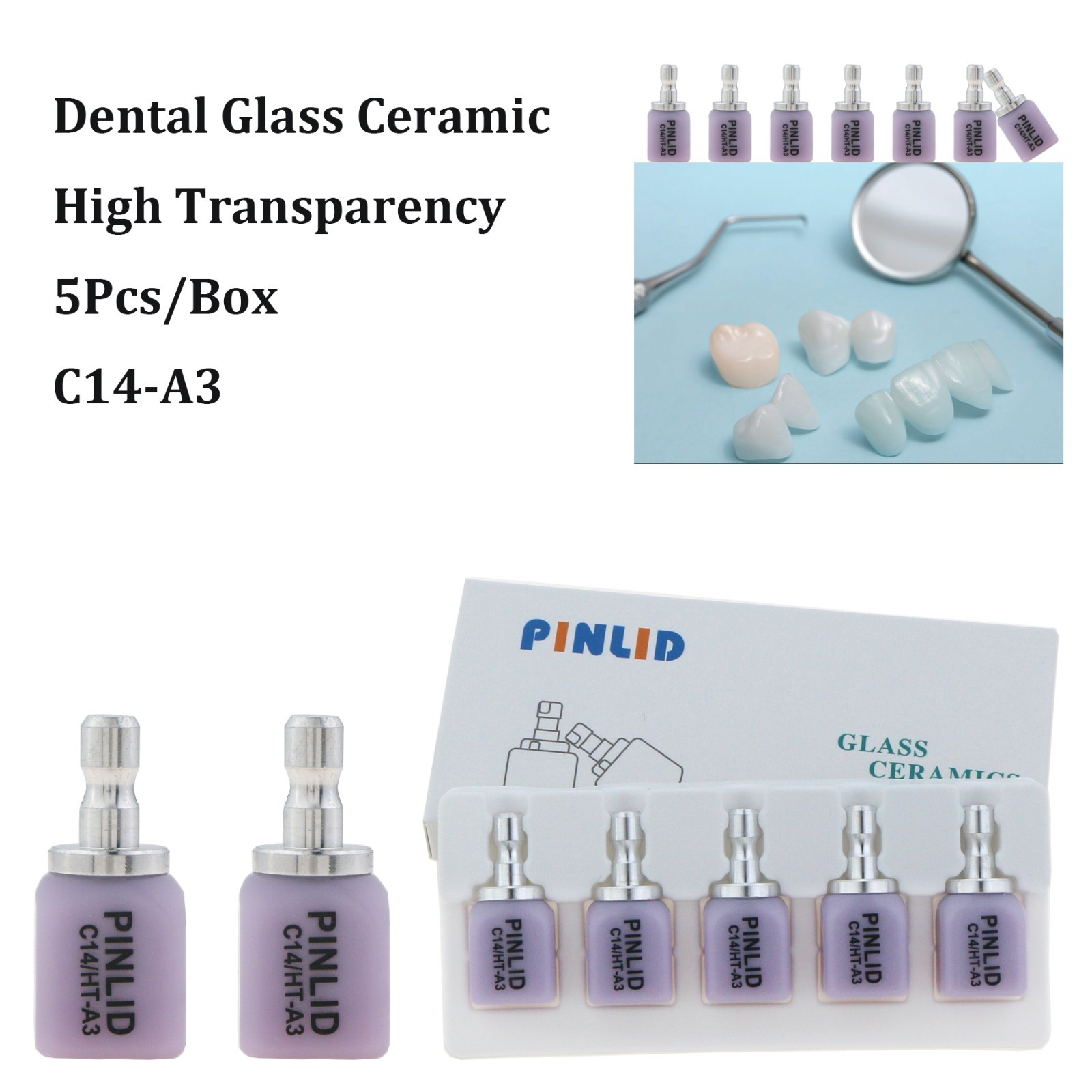 US C14 Ceramic Lithium Disilicate Blocks Cerec E.MAX CAD HT/LT A1 A2 A3 A3.5