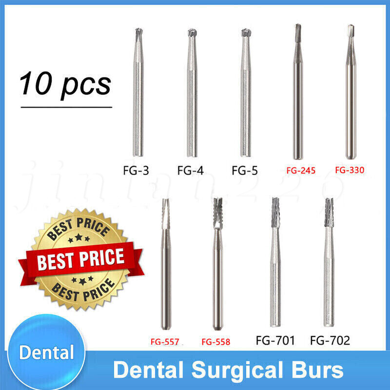 10-100 Uso Dental Acero de Tungsteno FG Fresas Carburo para Alta Velocidad Pieza