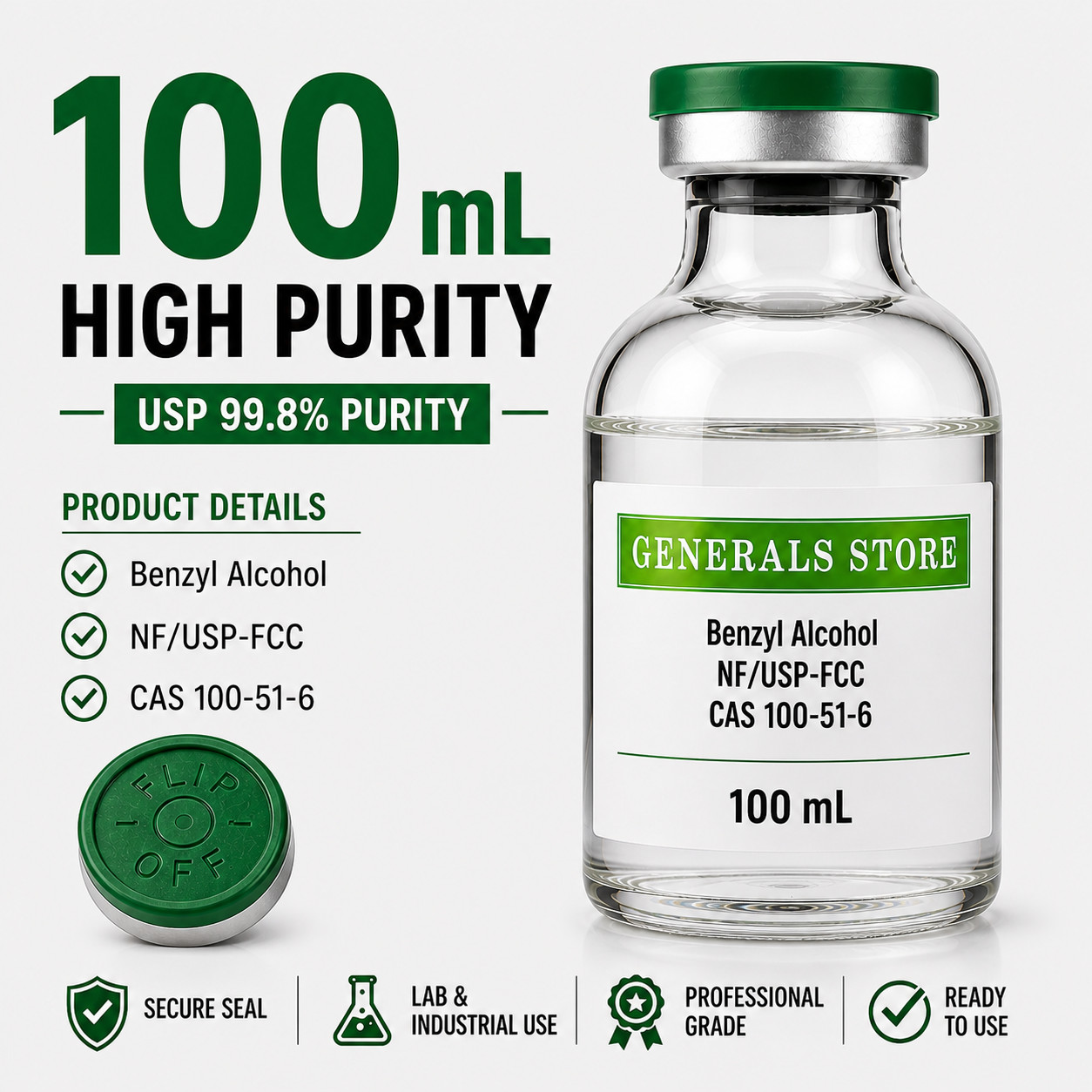 Benzyl Alcohol USP Grade 99.8% Purity NF/FCC CAS 100-51-6 Lab & Industrial Use