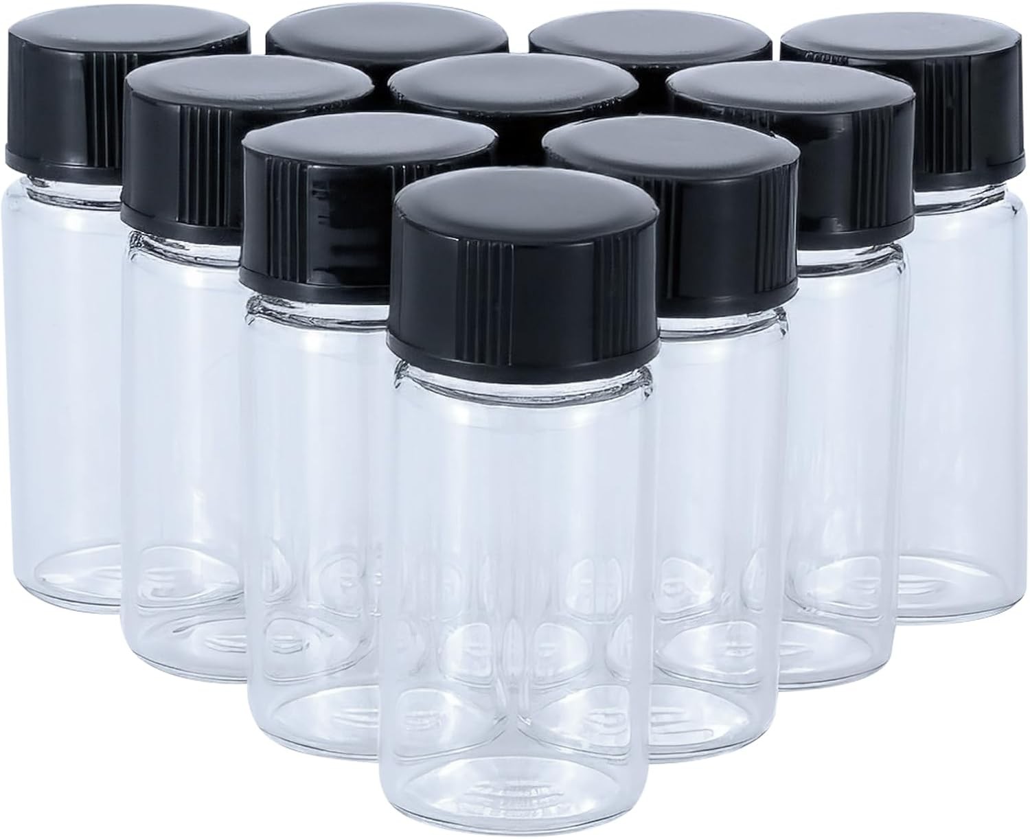 5mL(1/6 oz) Mini Clear Glass Vials with Plastic Screw Caps for Travel Jewelry