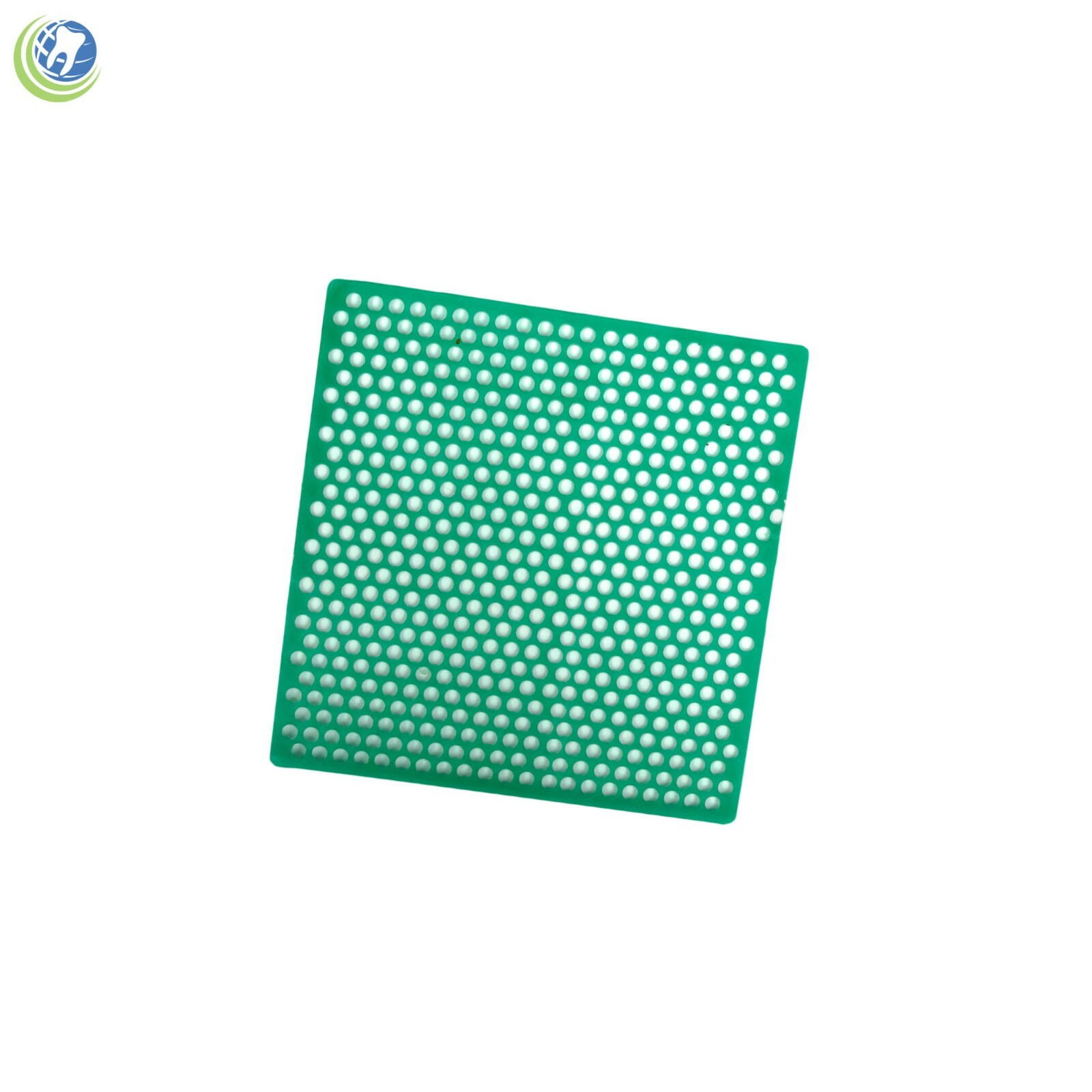 Wax Retention Mesh Patterns Grids with Round Border Color Green 20 Sheets 3”x3″