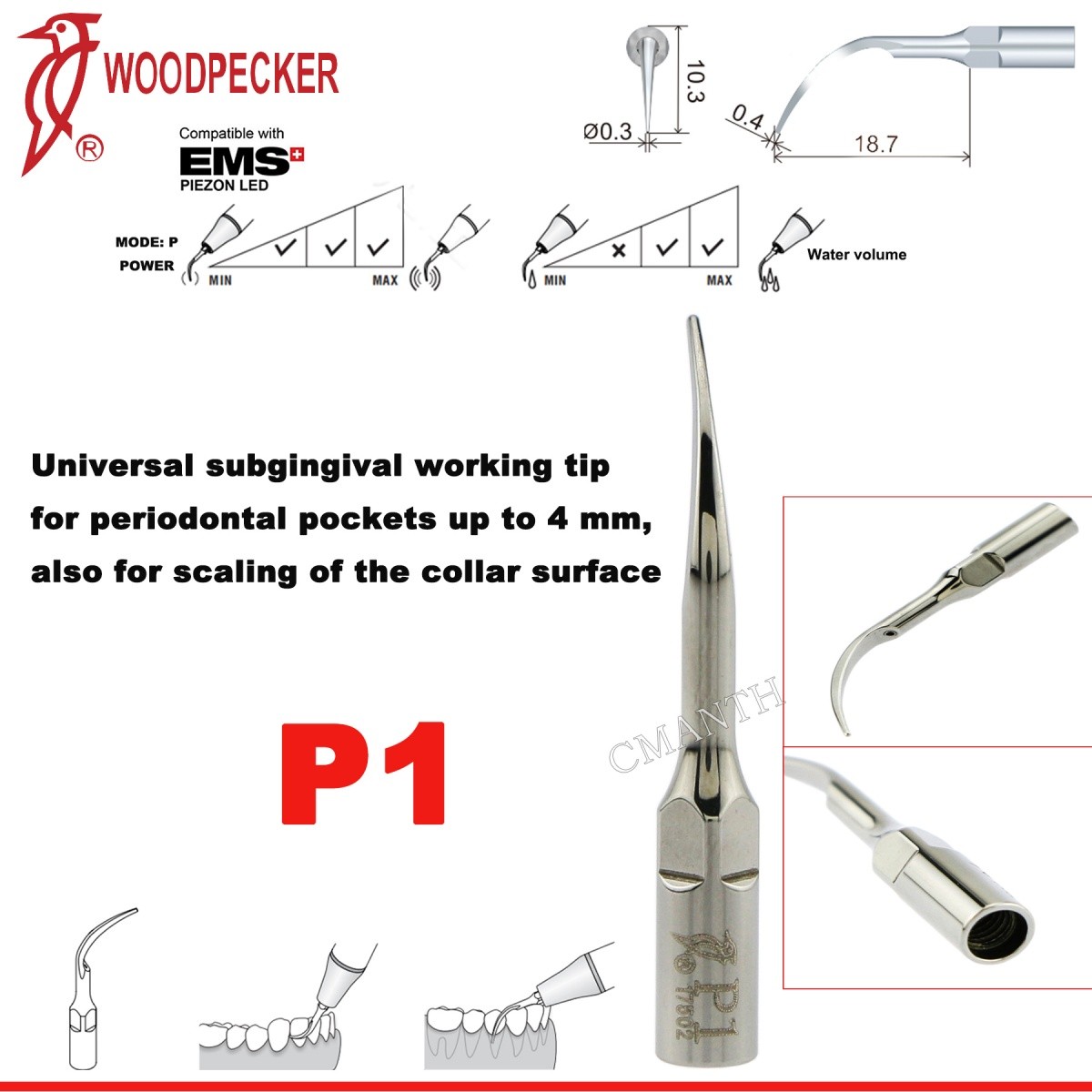 Woodpecker Dental Ultrasonic Scaler Tips P1-P33 Period Tips Fit EMS Scaler