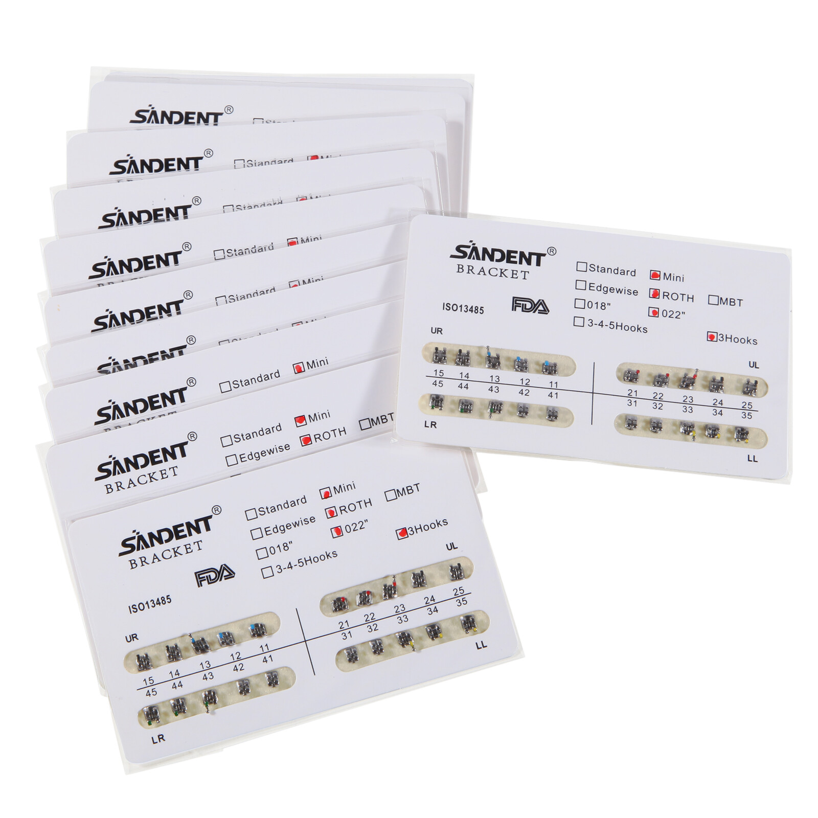 10 Packs SANDENT Dental Orthodontic Brackets Braces Mini Roth 022″Slot 3 Hooks