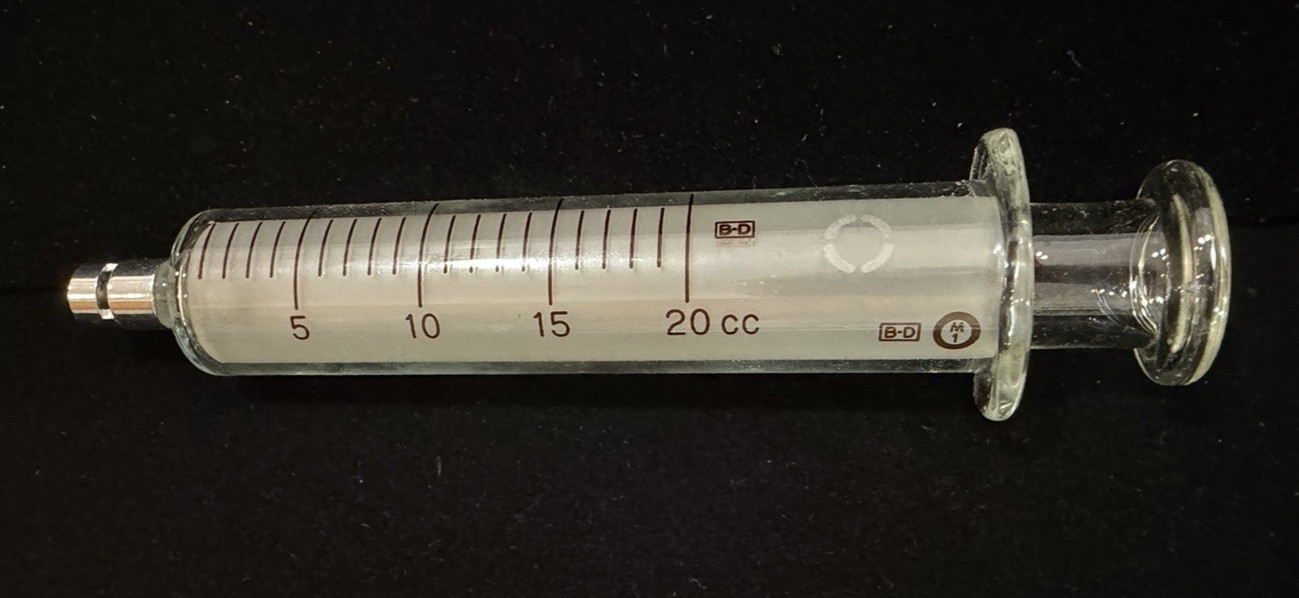 NOS BD Multifit 20cc Reusable Glass Syringe w/ Metal Luer-Lock Tip