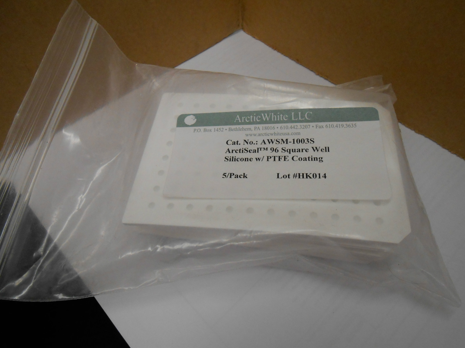 5 PACK ARCTIC WHITE AWSM-1003S ARCTISEAL 96 SQUARE WELL SILICONE & PTFE COATING