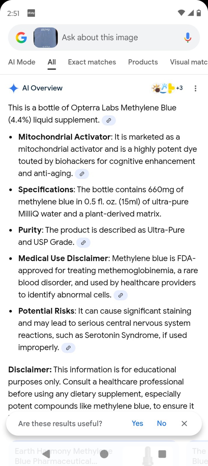Methylane Blue4.4% Opterra Labs 15mL USP Grade Ultra Pure 660mg NIB Sealed