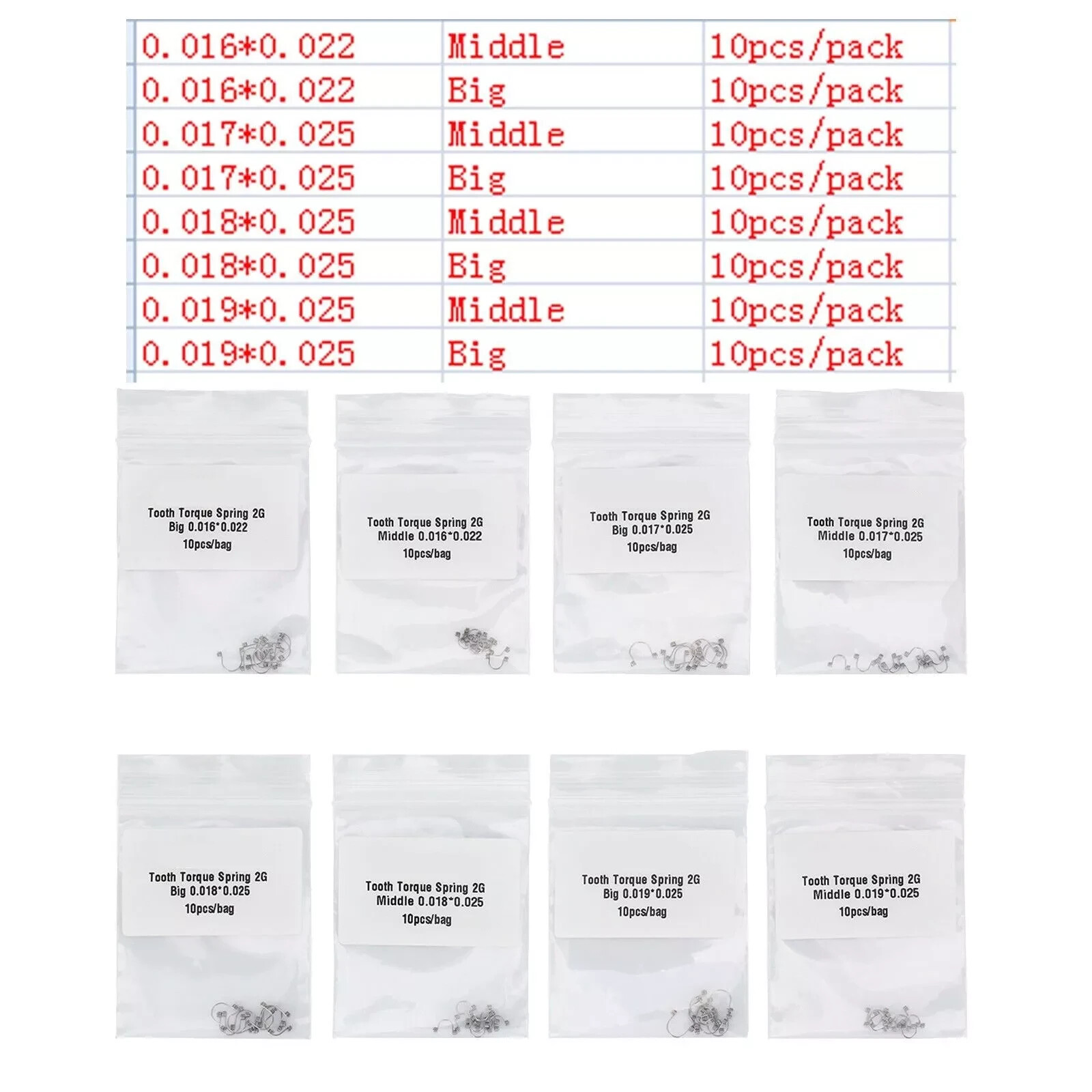 10Pcs/Bag Dental Orthodontic Anterior Univerisal Tooth Torque Rectangular Spring