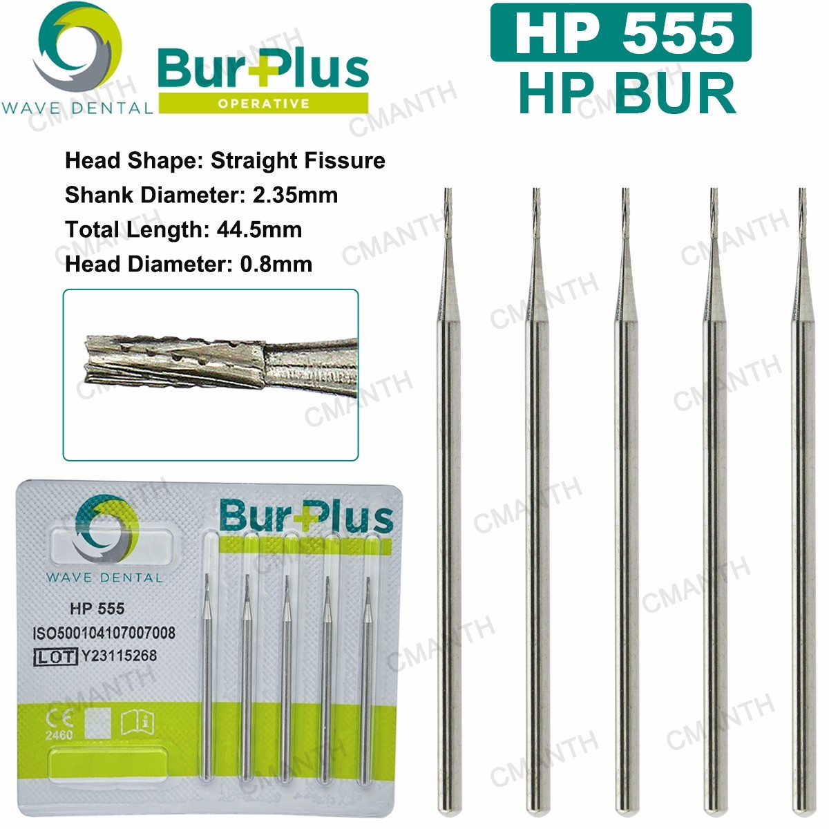 US WAVE Dental Surgical Burs Tungsten Carbide Bur Round HP 44.5mm For Slow Speed