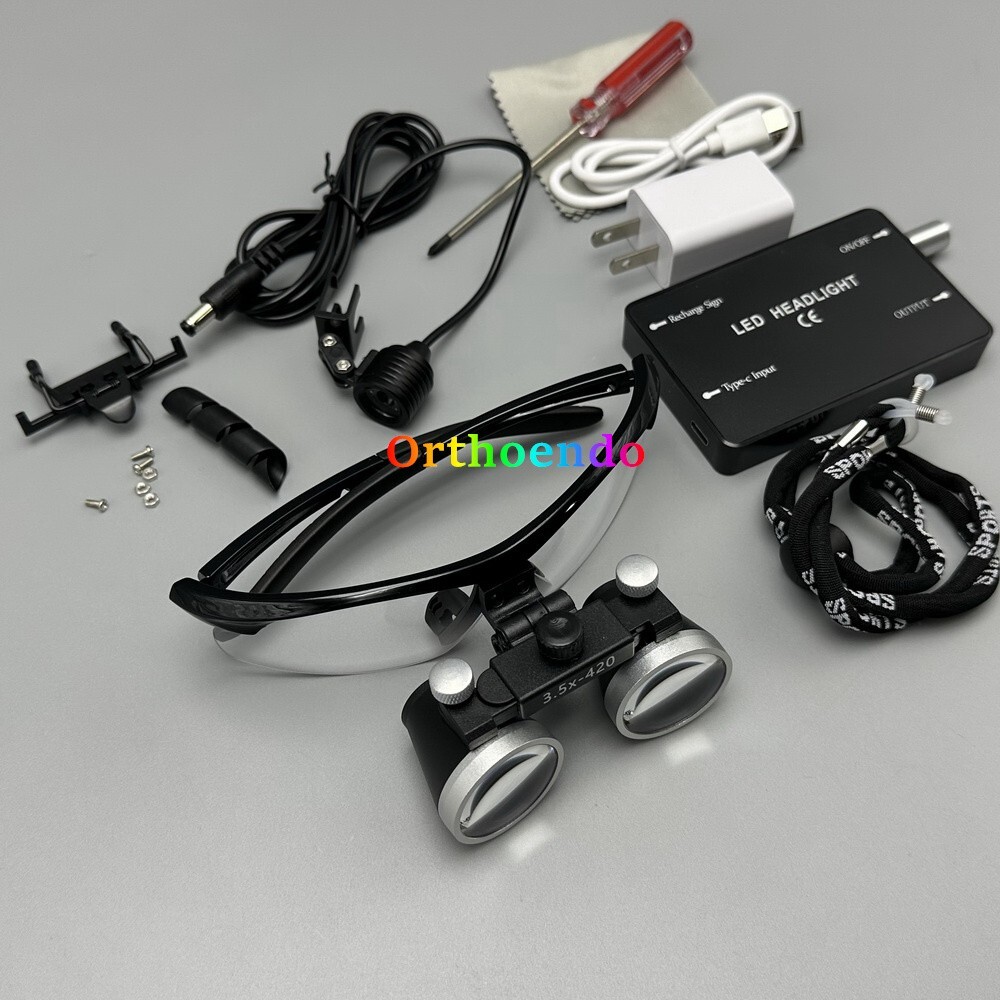 3.5X Dental Surgical LED Loupe Headlight Medical Binoculars Magnifier US/EU Plug