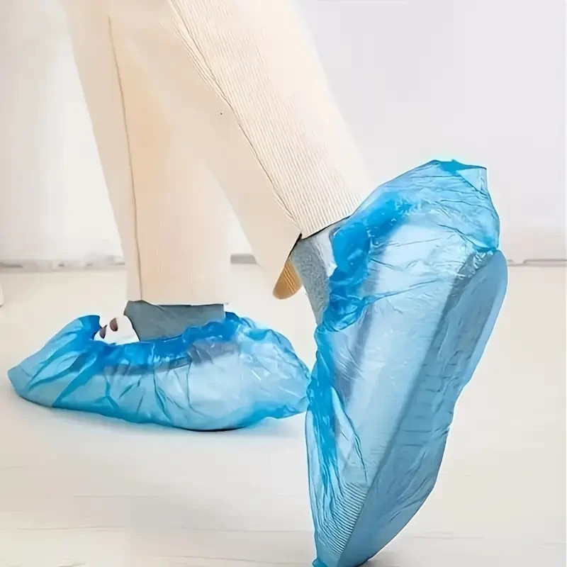 100 Pieces Disposable Plastic Shoe Cover PE Waterproof Shoe Cover for Hotel/Home