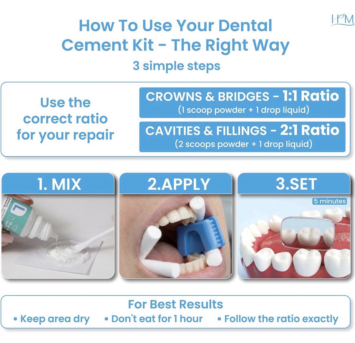 Zinc Oxide Eugenol Dental Cement Kit – Instant Tooth Repair, Cap & Crown Filling
