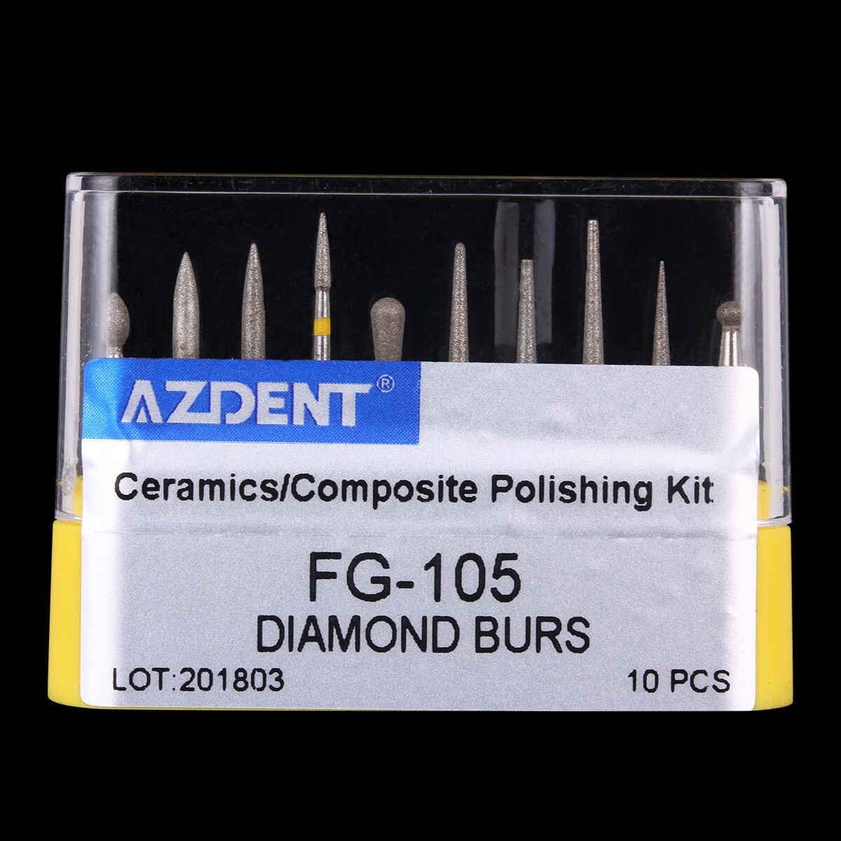 10pc Dental Diamond Burs FG-105 Composite Polishing Kit for High Speed Handpiece