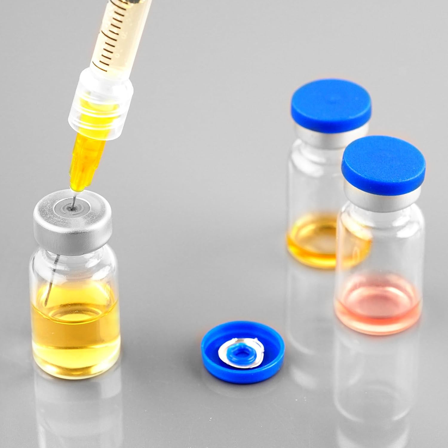 2Ml Sealed Vials with Self Healing Injection Port and Plastic-Aluminum Flip Caps