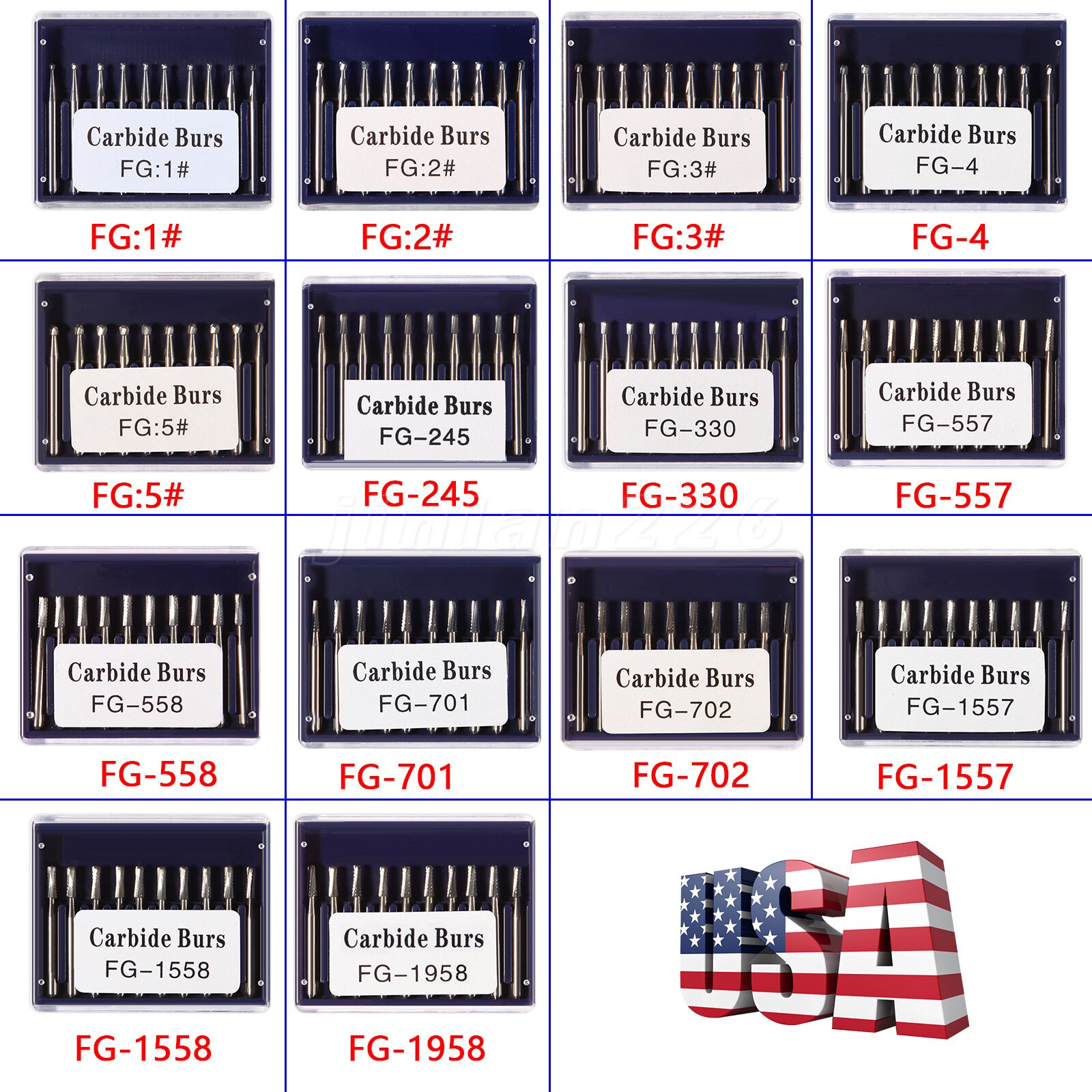 10pcs Dental Trimming Finishing Carbide Burs FG # Friction Grip Fit High Speed