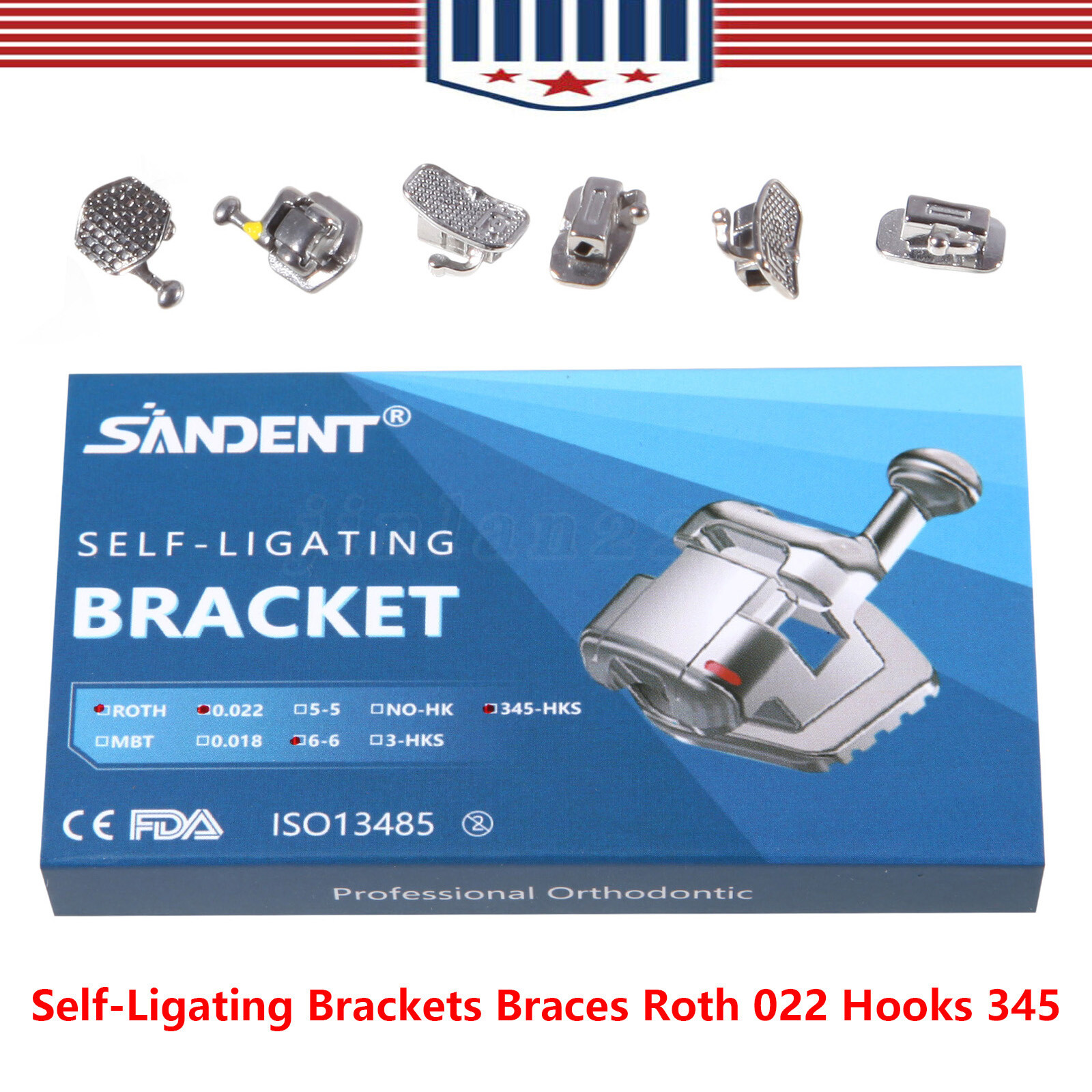20Pcs/Pack Dental Orthodontic Self Ligating Braces Bracket Metal Brackets