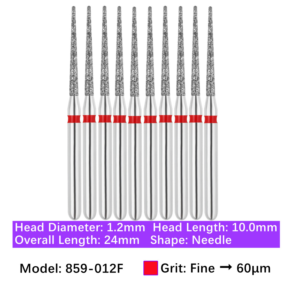 Vakker 10pc Diamond Burs Needle Burs Friction Grip Burs for High Speed Handpiece