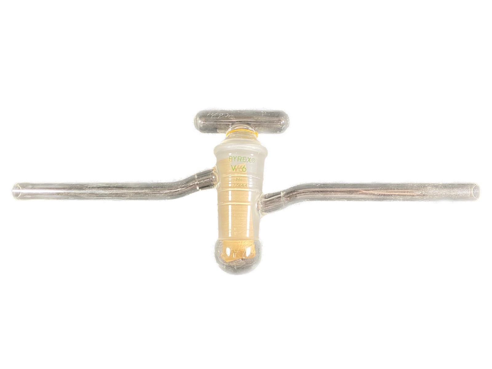 PYREX V-6 High Vacuum Stopcock Oblique 7mm Bore Hollow 310mm Length 12mm O.D.