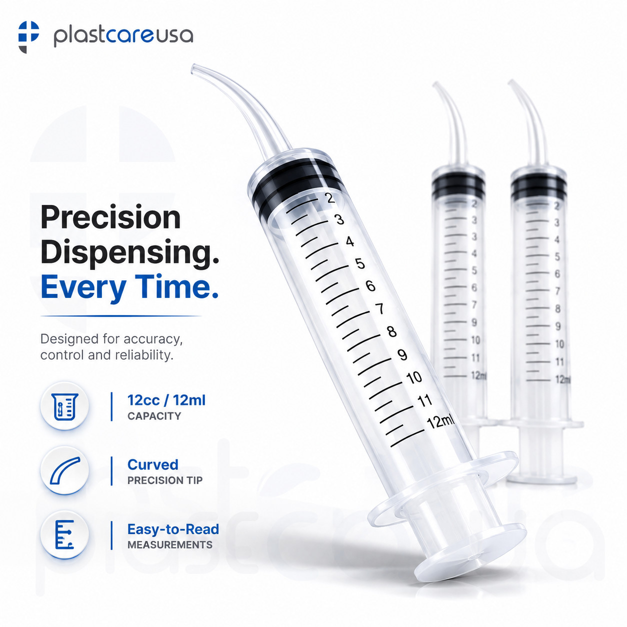 12cc Oral Dental Syringes Monoject Style Disposable Plastic Curved Tip (10 Pack)