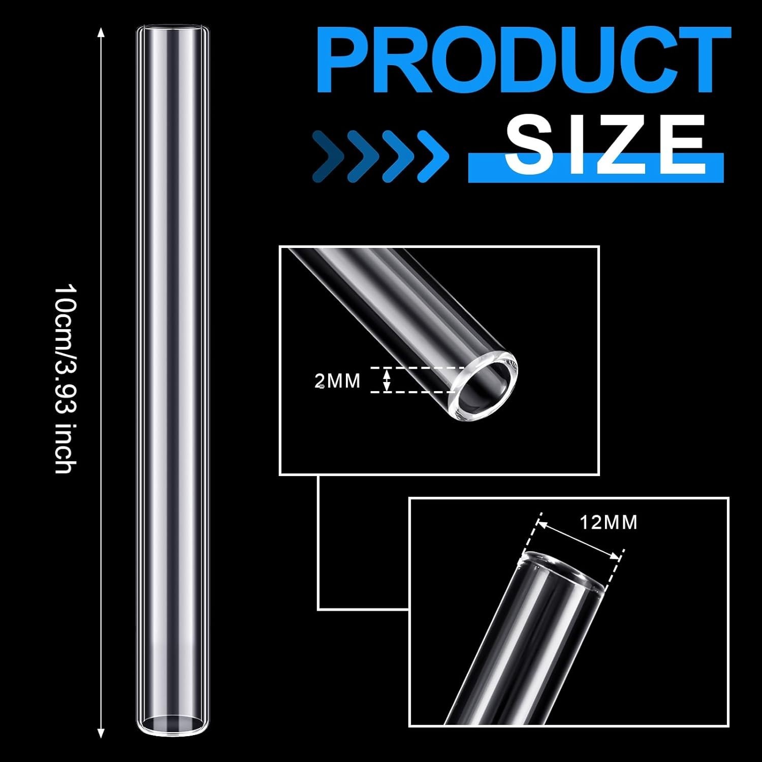 High Transparency Borosilicate Glass Tubes – 12mm OD for Laboratory and DIY