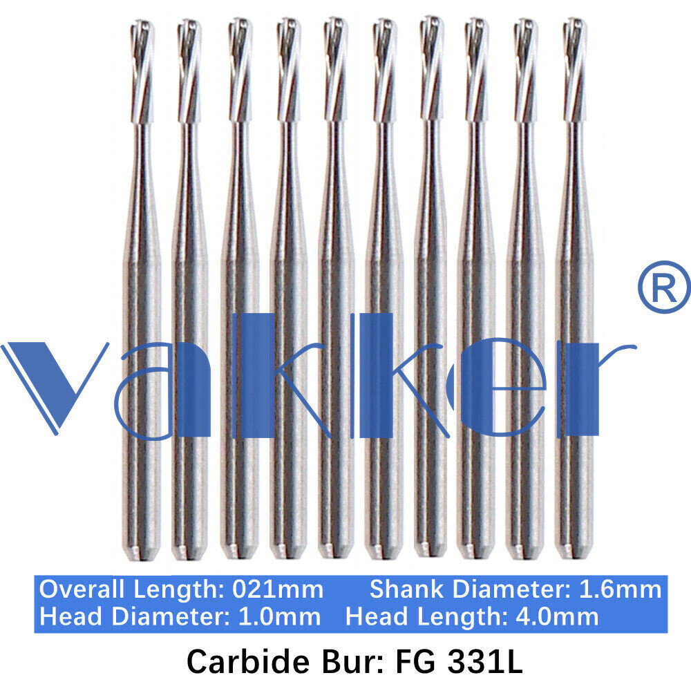 10/Pack 21mm Dental Tungsten Carbide Friction Grip Long Carbide Burs High Speed