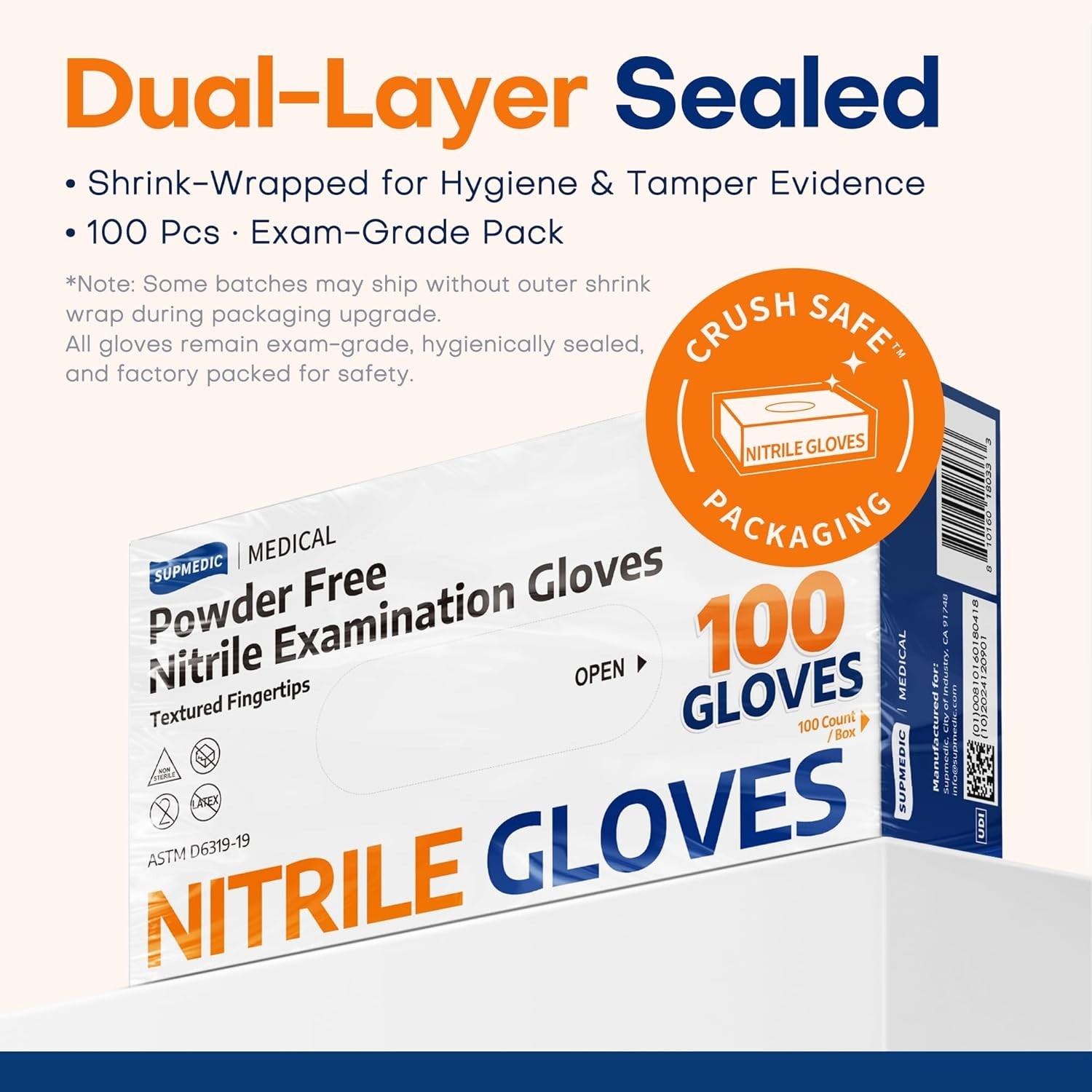 Ambidextrous Soft Max Nitrile Exam Gloves, Blue – 100 Count for Allergen Safety