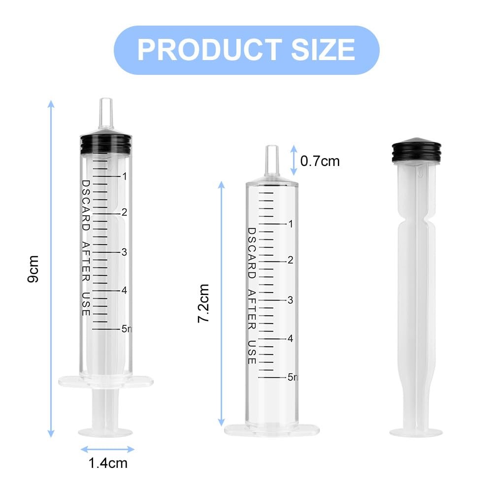 10 Pack 5ml Plastic Syringes for Liquid Needleless Measuring Syringe Set