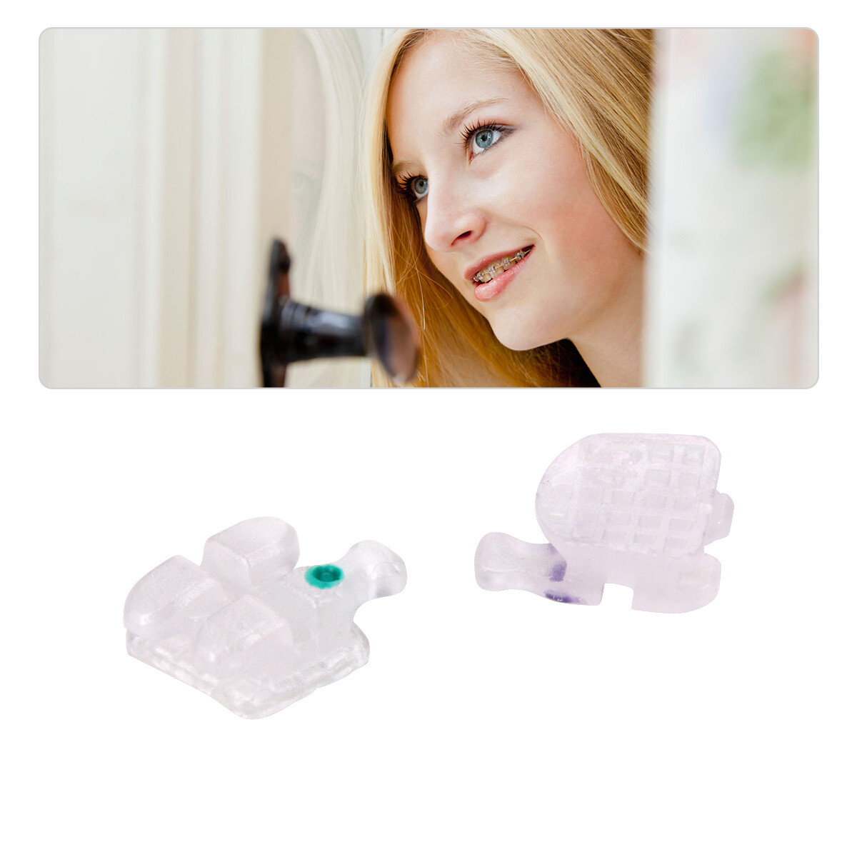 AZDENT Dental Ortho Ceramic Bracket Brace MBT Roth.022 018 Hooks 3 4 5 20pcs/Kit